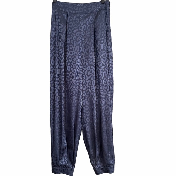 Ronny Kobo Trouser Pant Blue Leopard Print Women’s Size Small - Picture 1 of 11